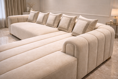 Luxury Versace style L shape boucle sofa for modern living room