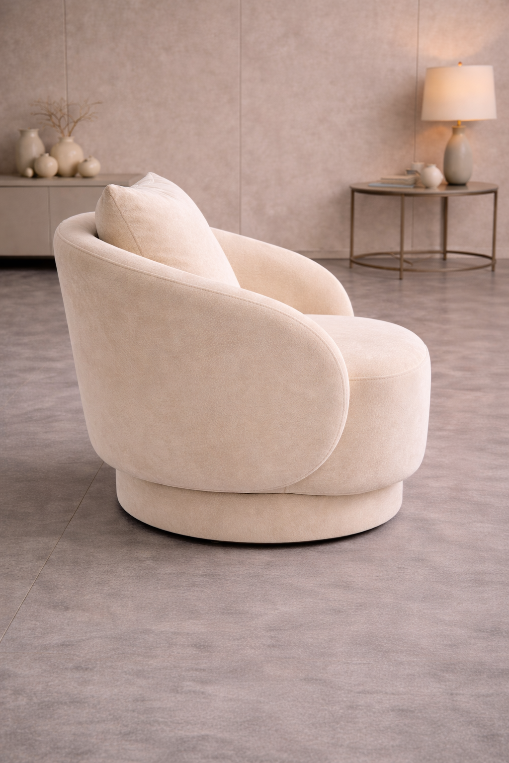 Contemporary single seater revolving chair for home interior