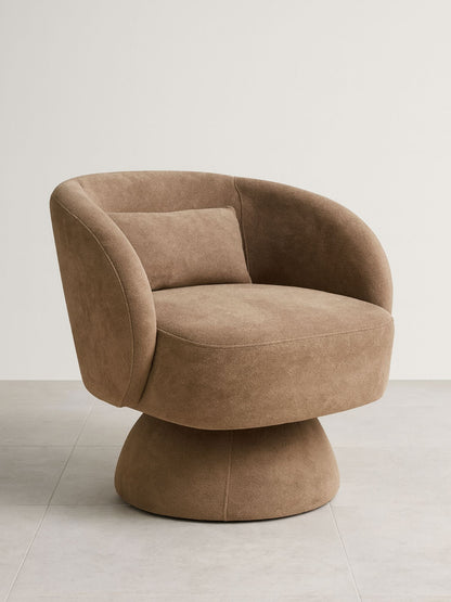 Modern Revolving Accent Chair with Cushion | 360° Swivel Lounge Chair with Metal Frame